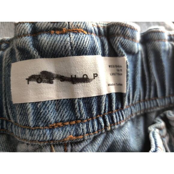 TOPSHOP High Rise Elastic Waist Pull On Jeans Straight Leg Retro Style Size 33 - Picture 9 of 10